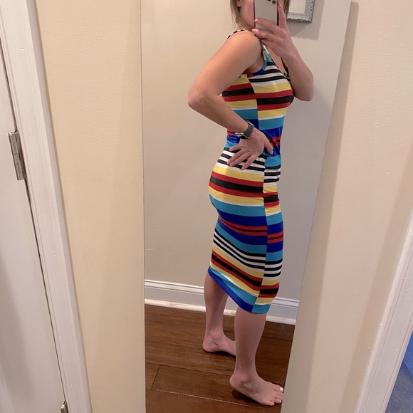 Striped Fitted Midi Tank Top Dress NWT Size S - Picture 2 of 8